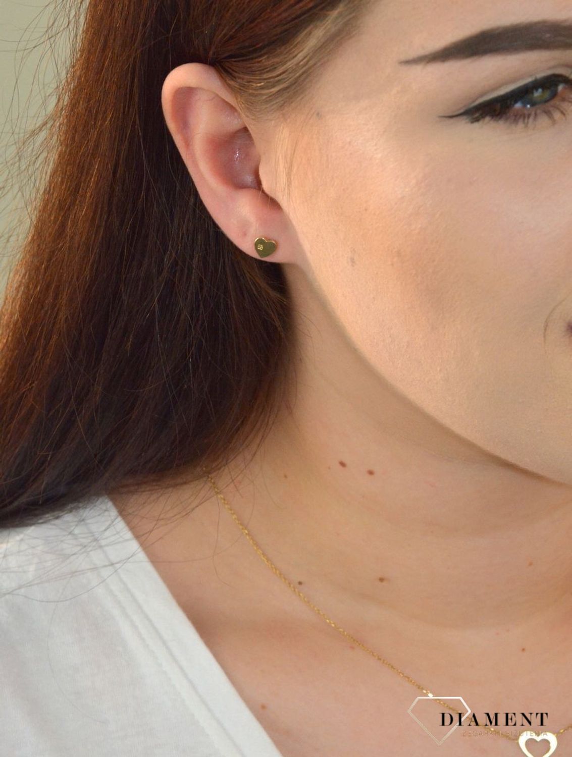 Kolczyki pozłacane serca z brylantem DIA-KLC-DIAMENT2-Z925..jpg