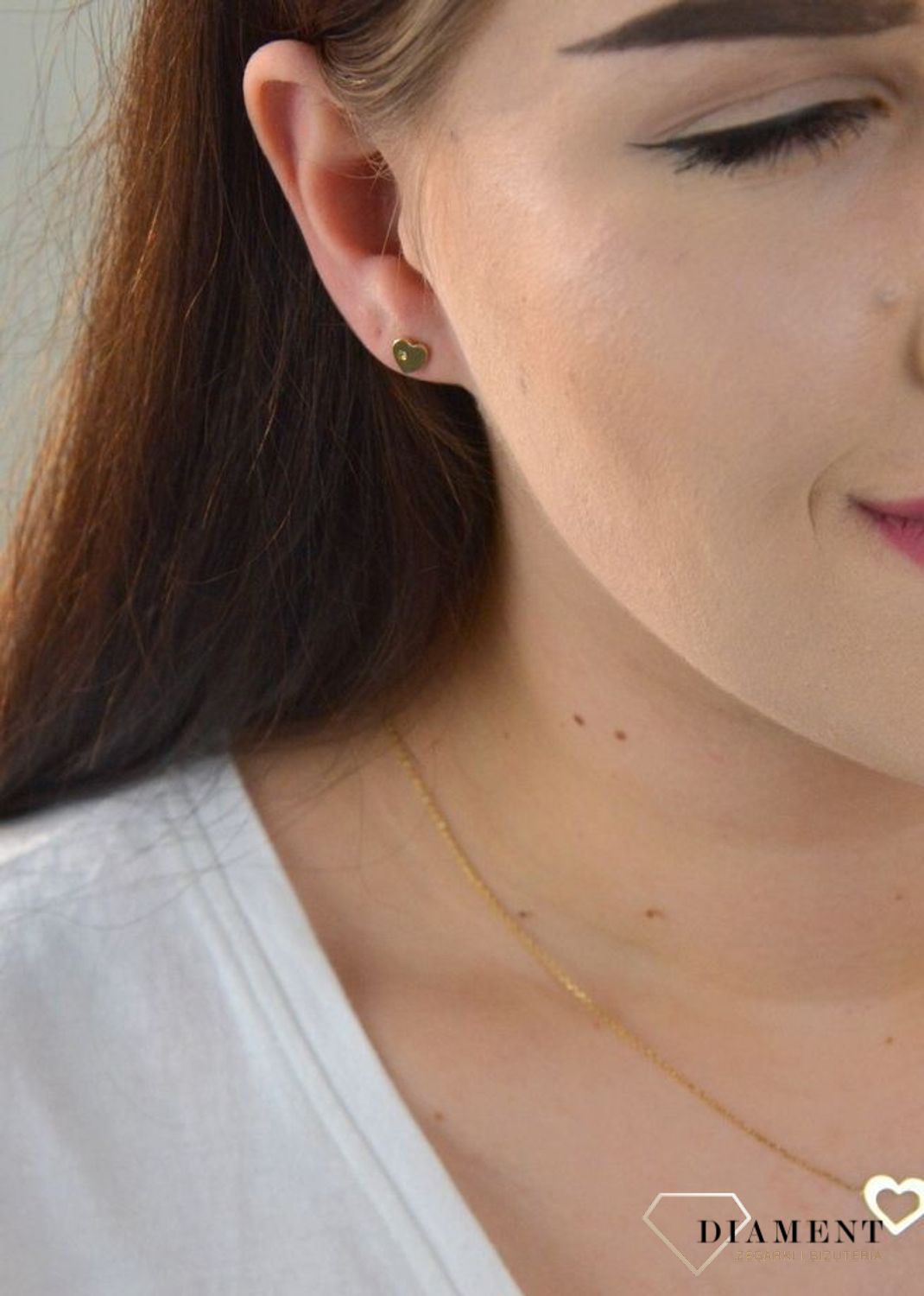 Kolczyki pozłacane serca z brylantem DIA-KLC-DIAMENT2-Z925..jpg