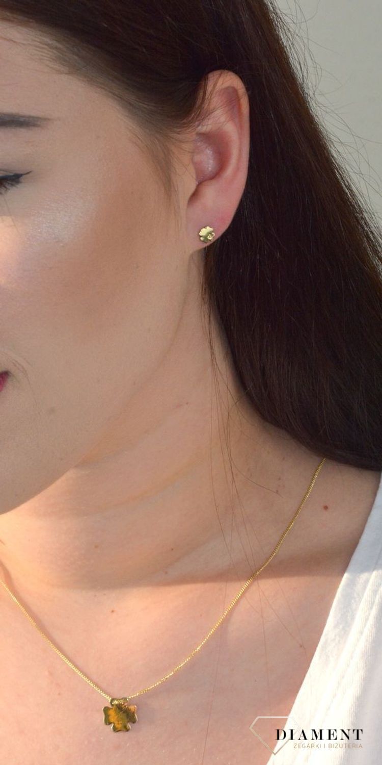 Kolczyki pozłacane koniczynki z brylantem DIA-KLC-DIAMENT9-925.jpg