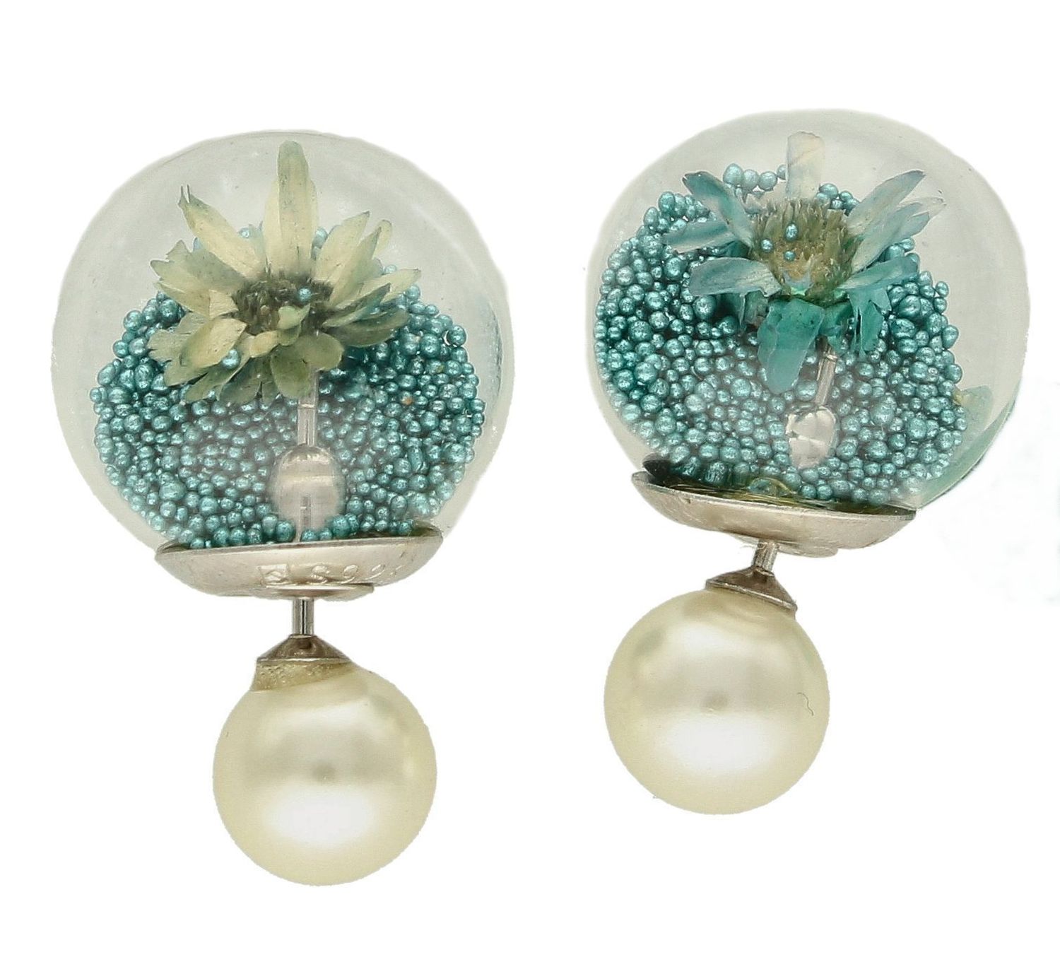 Srebrne kolczyki damskie Diorki z kuleczkami wewnątrz w morskim kolorze DIA-KLC-DIORKI-11-925.jpg