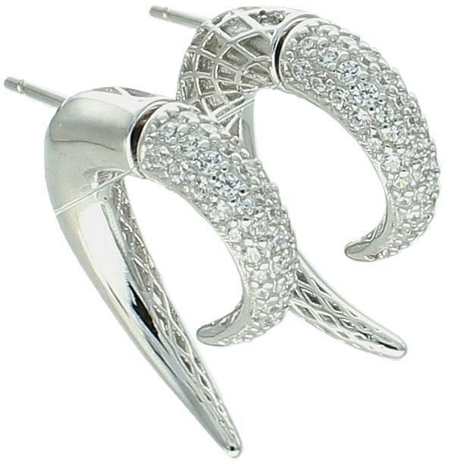 Stylowe srebrne kolczyki damskie typu zausznice z błyszczącymi cyrkoniami. Eleganckie zapięcie jako ozdoba. Wykonane ze srebra próby 925. Idealne na każdą okazję.1.jpg