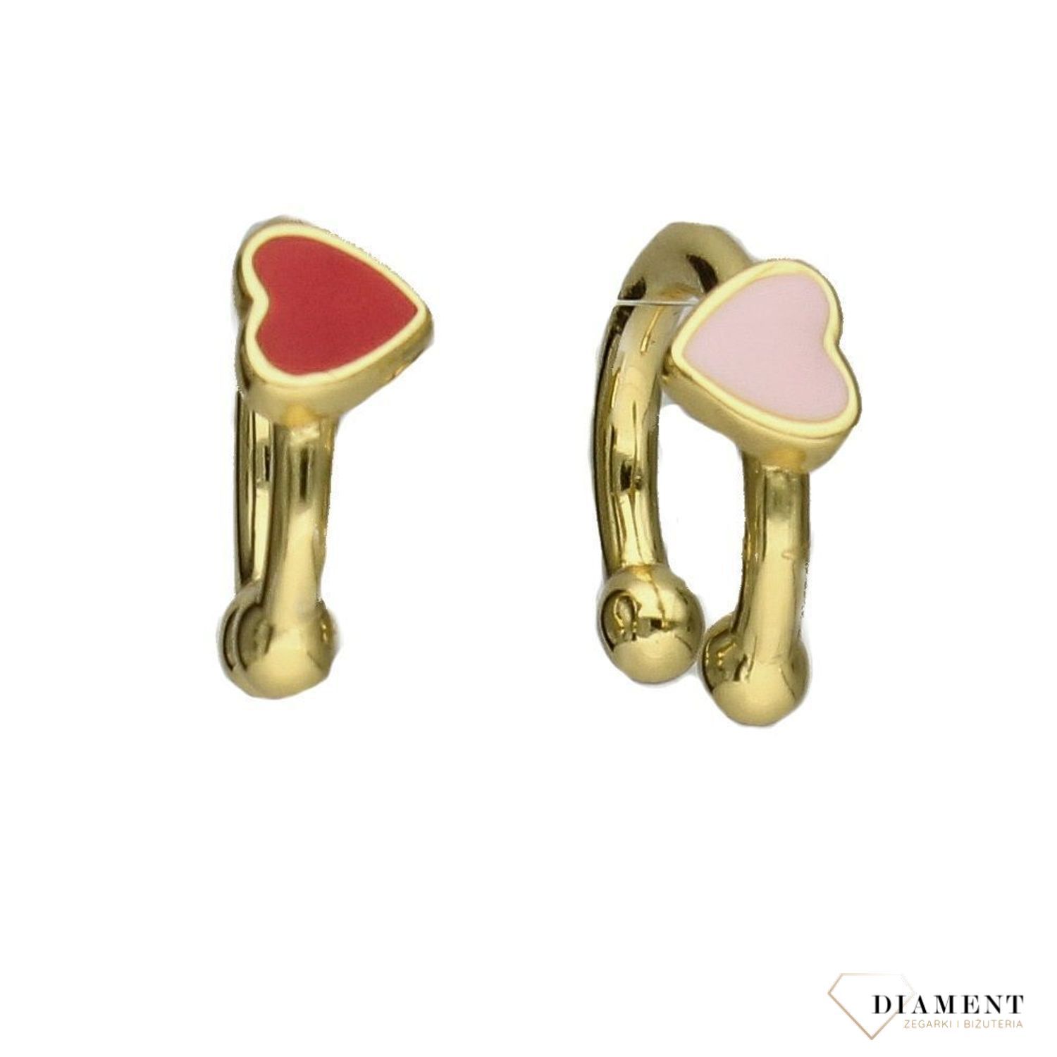 Kolczyki srebrne nausznice 'Serce różowe i czerwone' DIA-KLC-E-0947-925.jpg