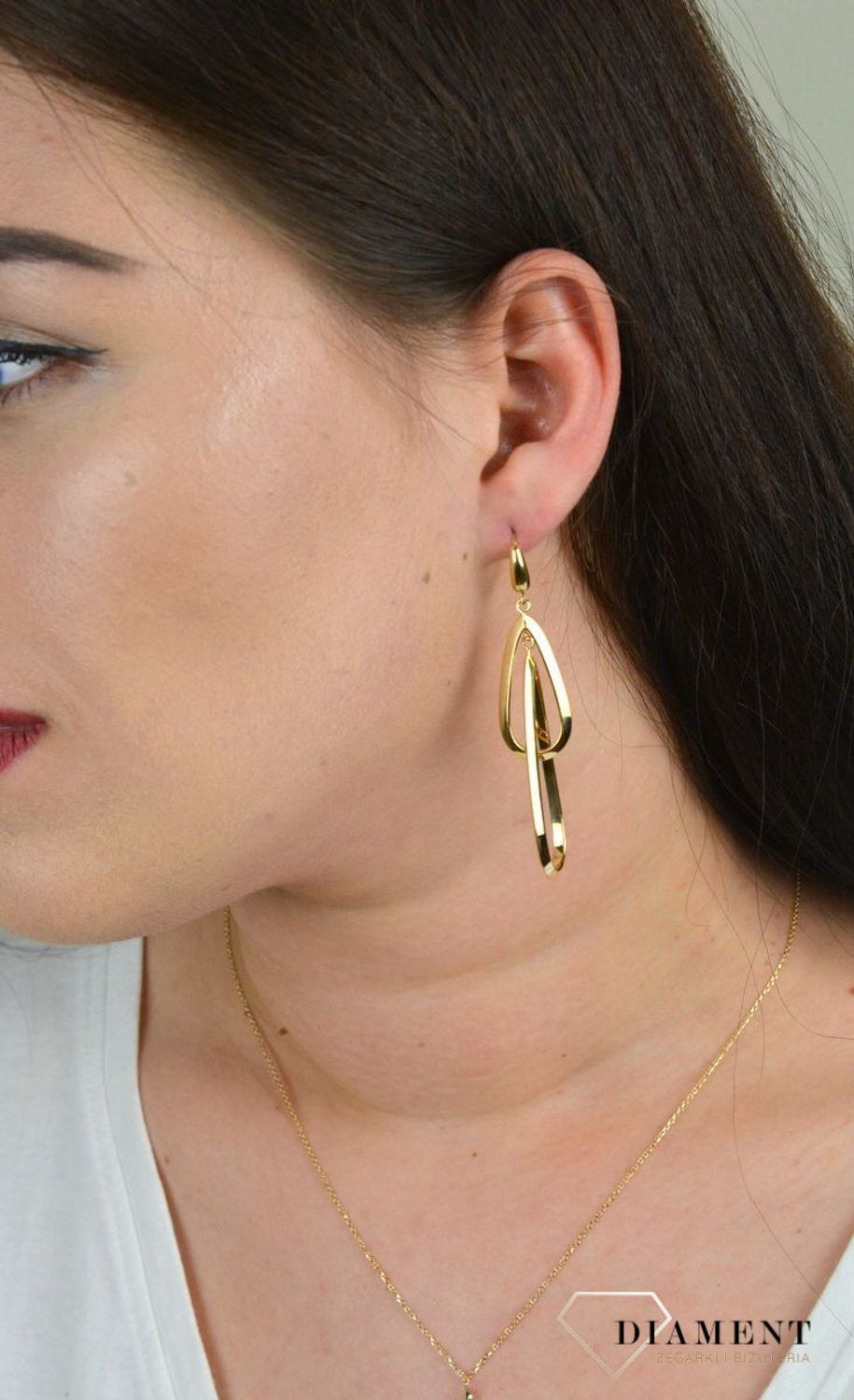 Złote kolczyki wiszące dwie, gładkie łezki DIA-KLC-ER1966-M--585.jpg