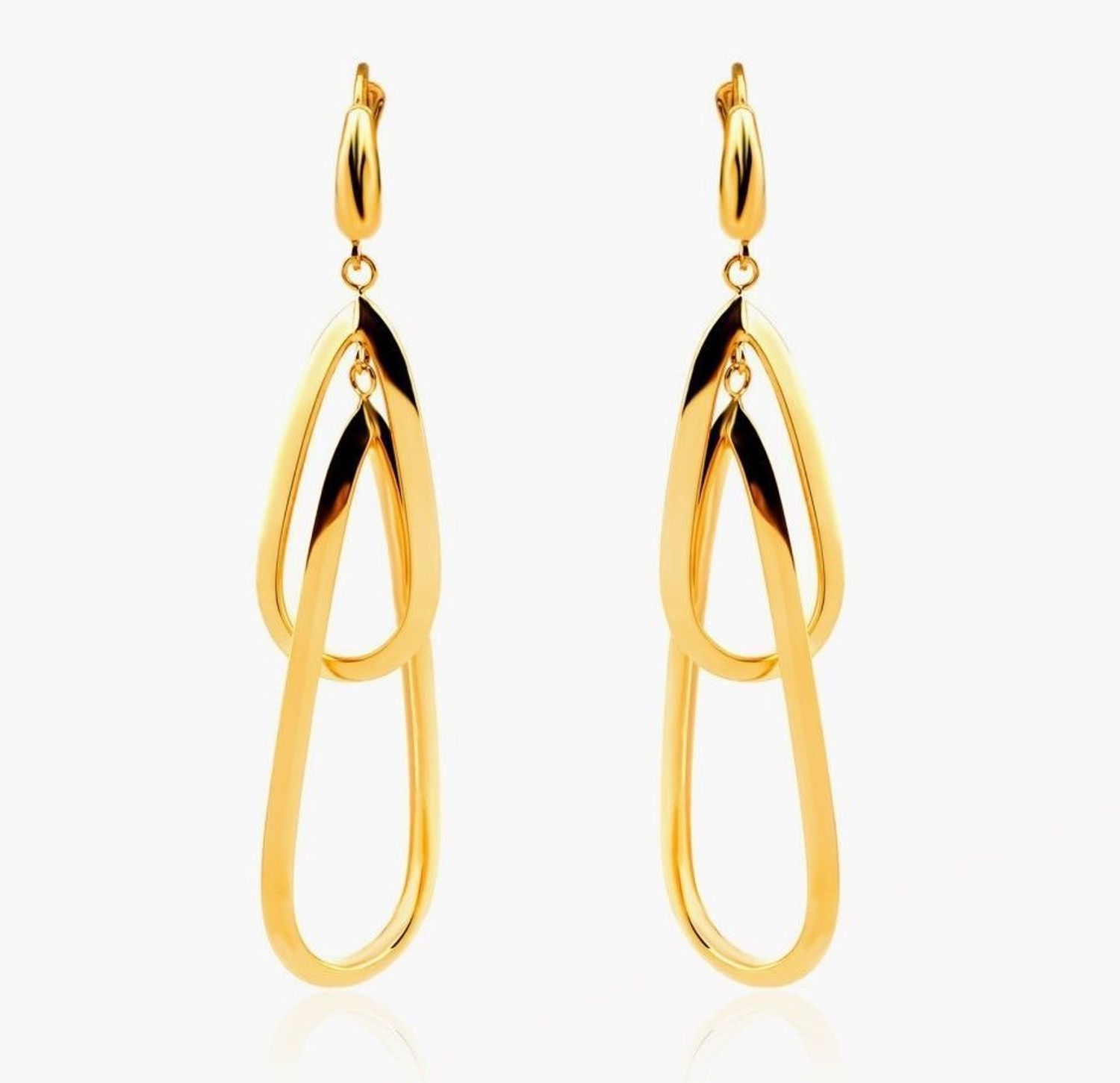 Złote kolczyki wiszące dwie, gładkie łezki DIA-KLC-ER1966-M--585.jpg