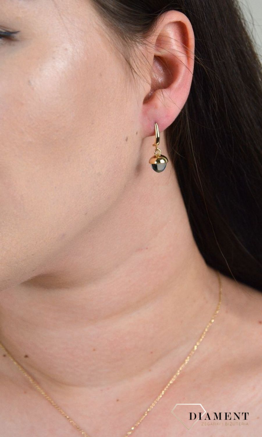Złote kolczyki wiszące z topazem DIA-KLC-G020MOD-585.jpg