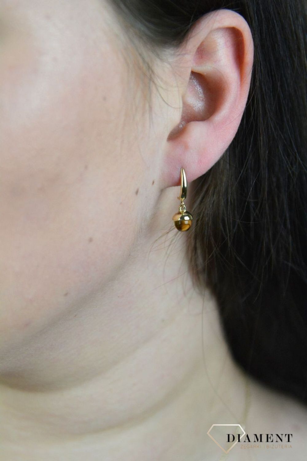 Złote kolczyki wiszące z cytrynem DIA-KLC-G032Y-585.jpg