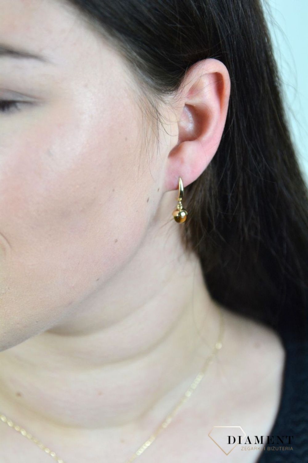Złote kolczyki wiszące z cytrynem DIA-KLC-G032Y-585.jpg