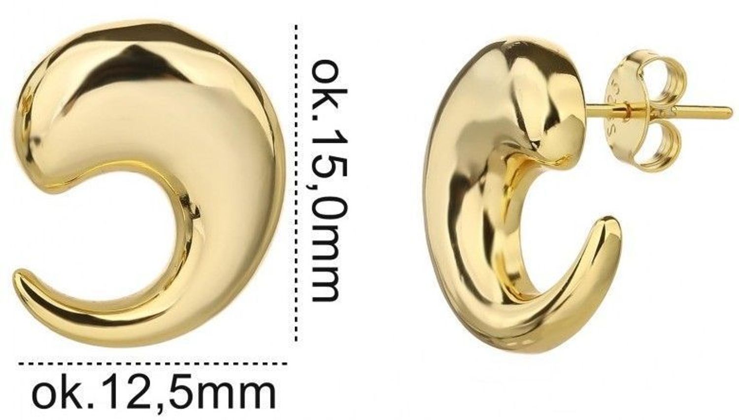 Srebrne pozłacane kolczyki księżyce - elegancka biżuteria na sztyft ..jpg