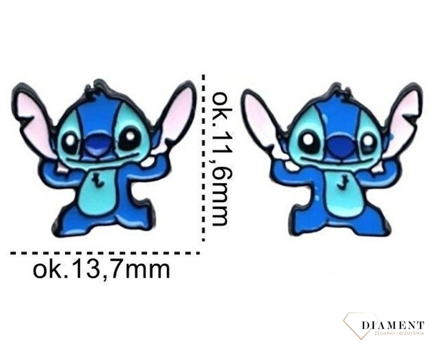 kolczyki dziecięce 925 sztyfty Lilo i Stich Stitch.jpg