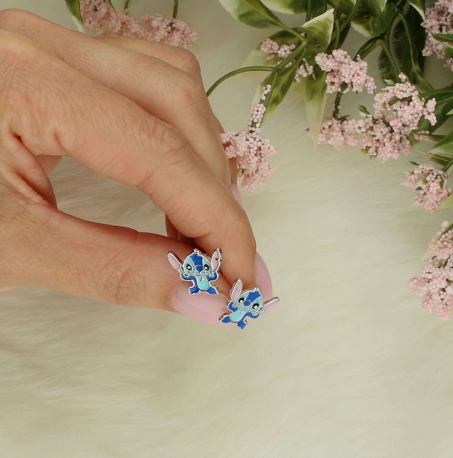 kolczyki dziecięce 925 sztyfty Lilo i Stich Stitch.jpg