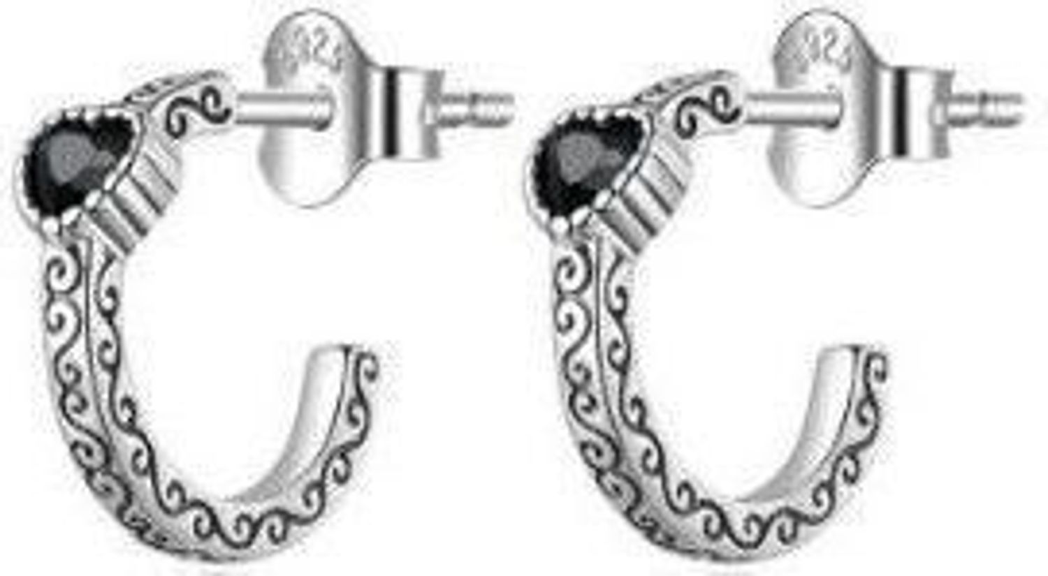 Srebrne kolczyki z czarną cyrkonią w kształcie serca – grawerowane  IM0060424ER.jpg