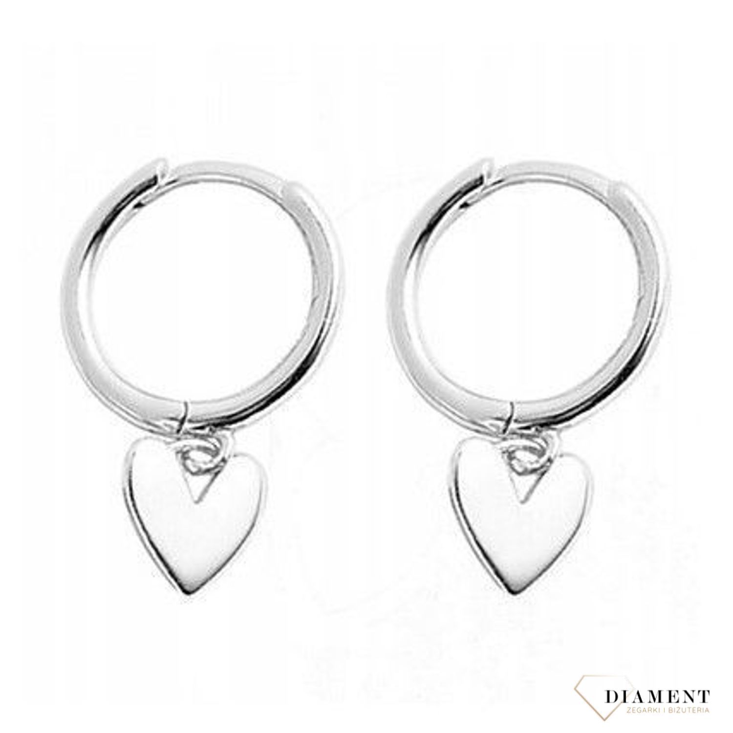 Srebrne kolczyki damskie 925 wiszące koła z sercem DIA-KLC-IM0190124ER-925. Kolczyki koła z zawieszką w formie serca. Idealny prezent dla każdej kobiety..jpg