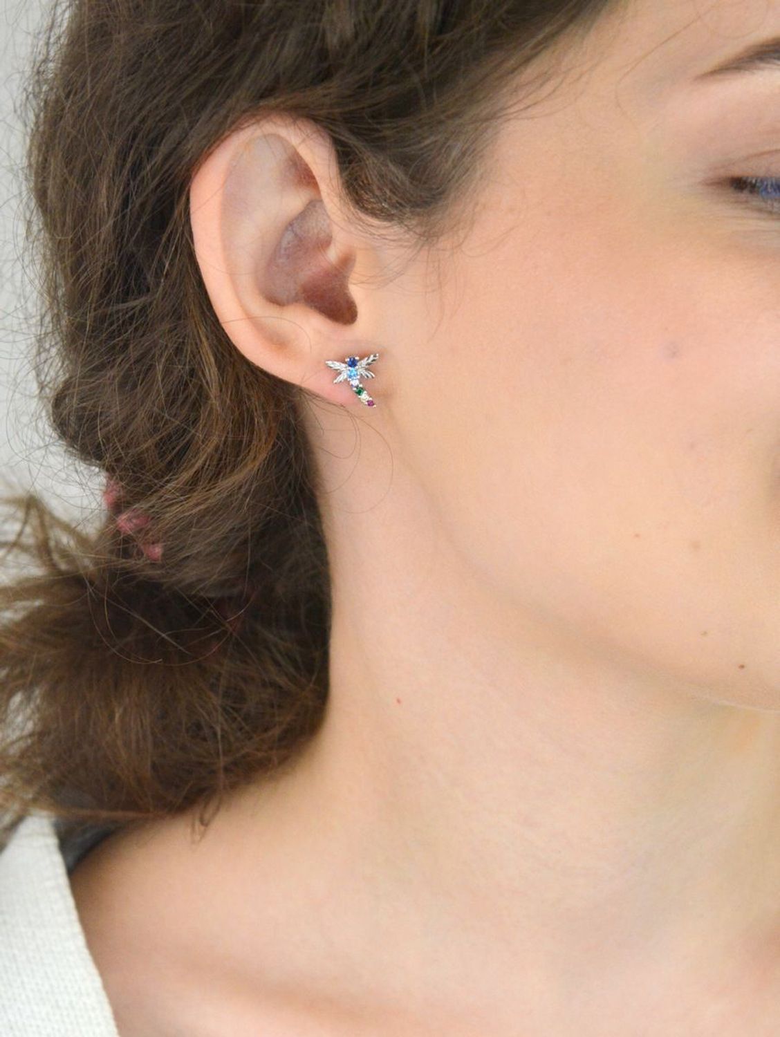 Odkryj urok srebrnych kolczyków w kształcie ważki ozdobionych kolorowymi cyrkoniami. Srebro rodowane próby 925, lekka forma (1,3 g) – idealne na każdą okazję!1.jpg