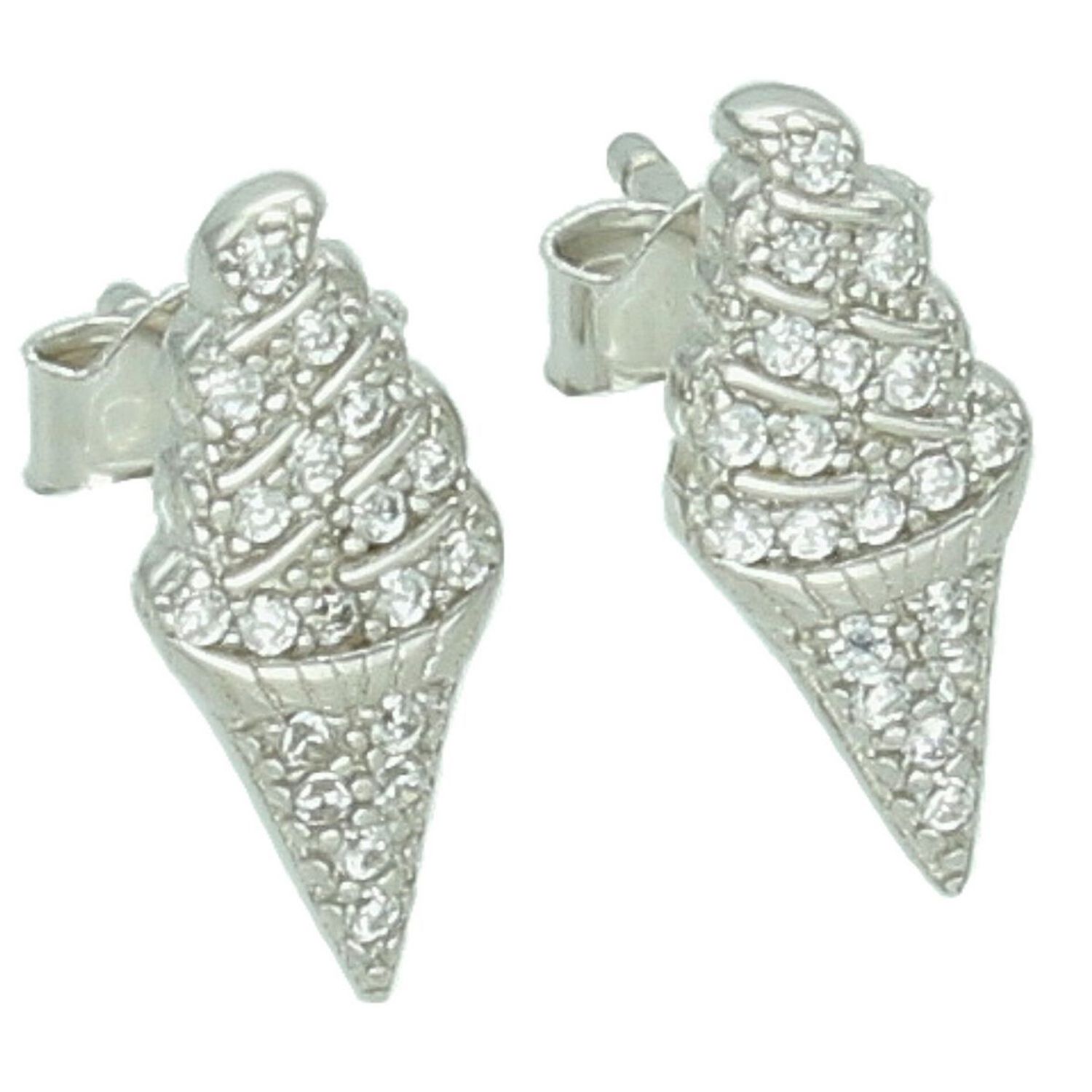 Urocze srebrne kolczyki w kształcie lodów z białymi cyrkoniami Srebro rodowane Ag 925 – słodki blask i wysoka jakość w jednym!1.jpg