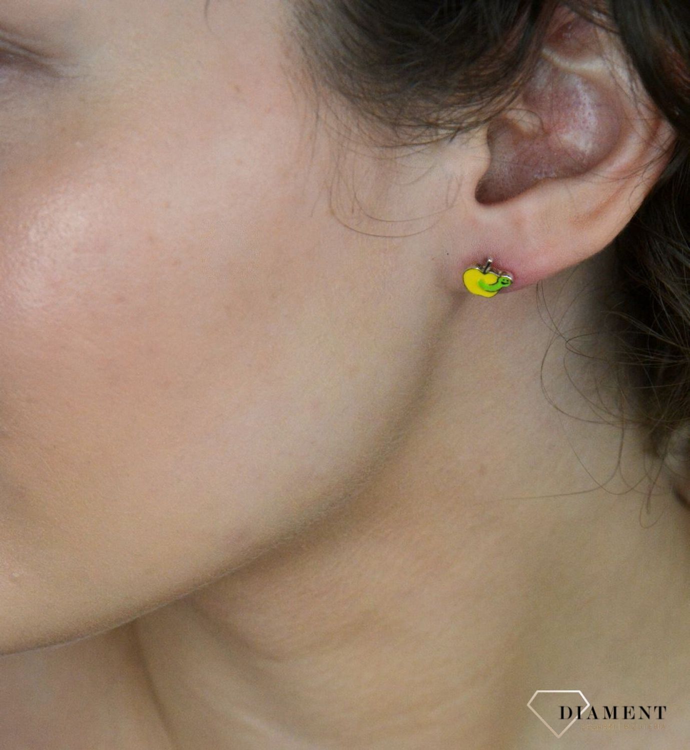 Kolczyki srebrne jabłuszka z robakiem, pr 925.jpg