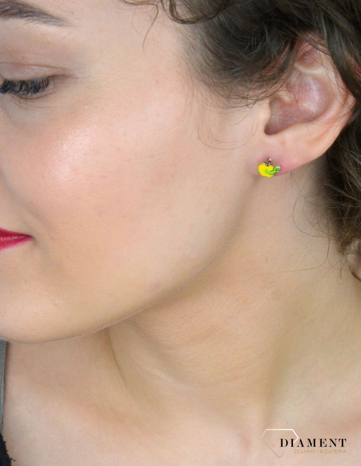 Kolczyki srebrne jabłuszka z robakiem, pr 925.jpg