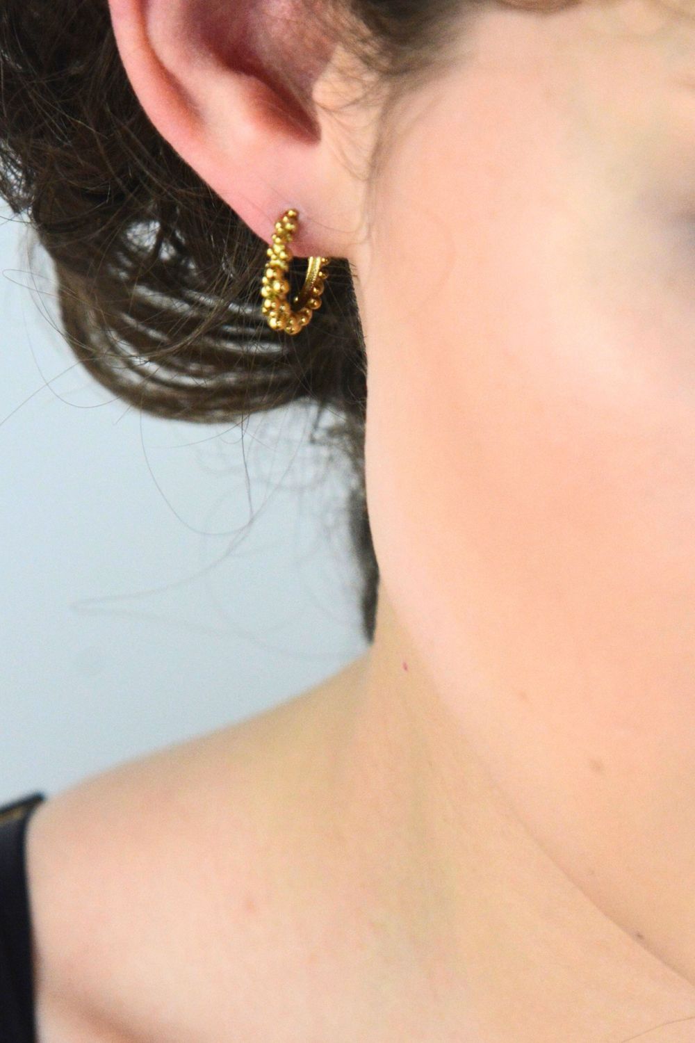 Pozłacane kolczyki kółka Golden Bubbles- Zlote Bańki 1,5 cm (2).jpg
