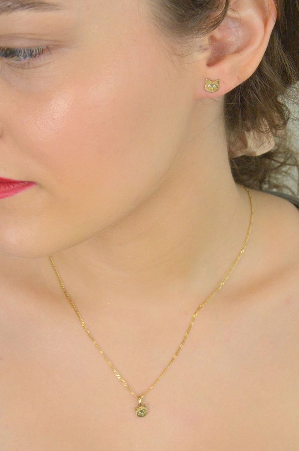 Kolczyki złote kotki z cyrkoniami próba 333, DIA-KLC-KO1590-333🐱✨ Kolczyki złote Kotki z cyrkoniami – próba 333 ✨🐱1.jpg