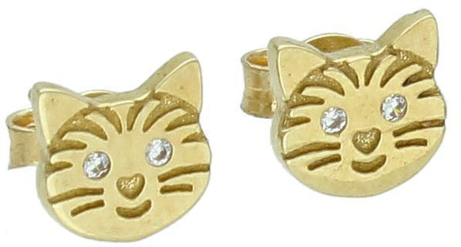 Kolczyki złote kotki z cyrkoniami próba 333, DIA-KLC-KO1590-333🐱✨ Kolczyki złote Kotki z cyrkoniami – próba 333 ✨🐱1.jpg