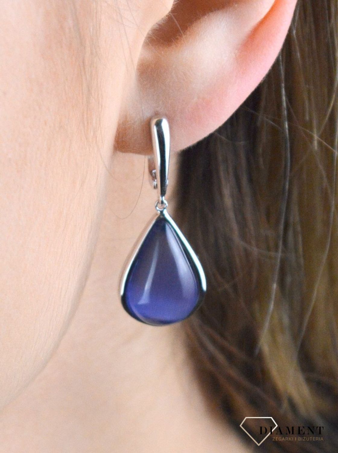 Kolczyki srebrne wiszące łezki kocie oko kobaltowe DIA-KLC-KOBALT-925.jpg