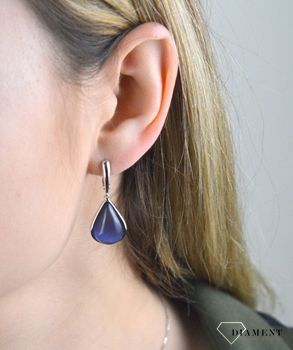 Kolczyki srebrne wiszące łezki kocie oko kobaltowe DIA-KLC-KOBALT-925. Eleganckie kolczyki z kamieniem w kształcie łezki. Na prezent. Okazałe kolczyki na prezent. Dla mamy (2).JPG