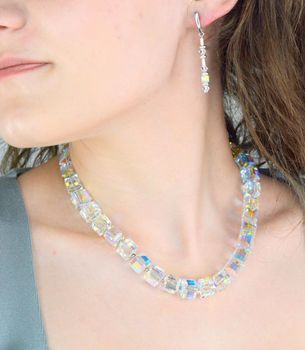 Kolia Swarovski naszyjnik ślubny damski Spark 925 z kryształkami Aurore Boreale  (1).JPG