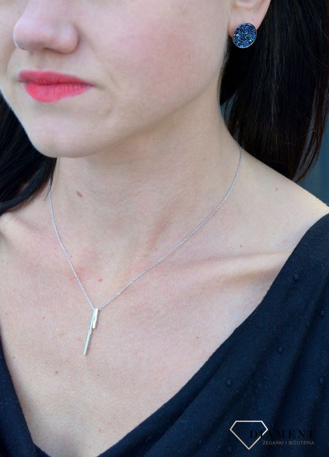 Srebrne kolczyki srebro z kryształami Swarovskiego Blue DIA-KLC-KR684-2BBL.jpg