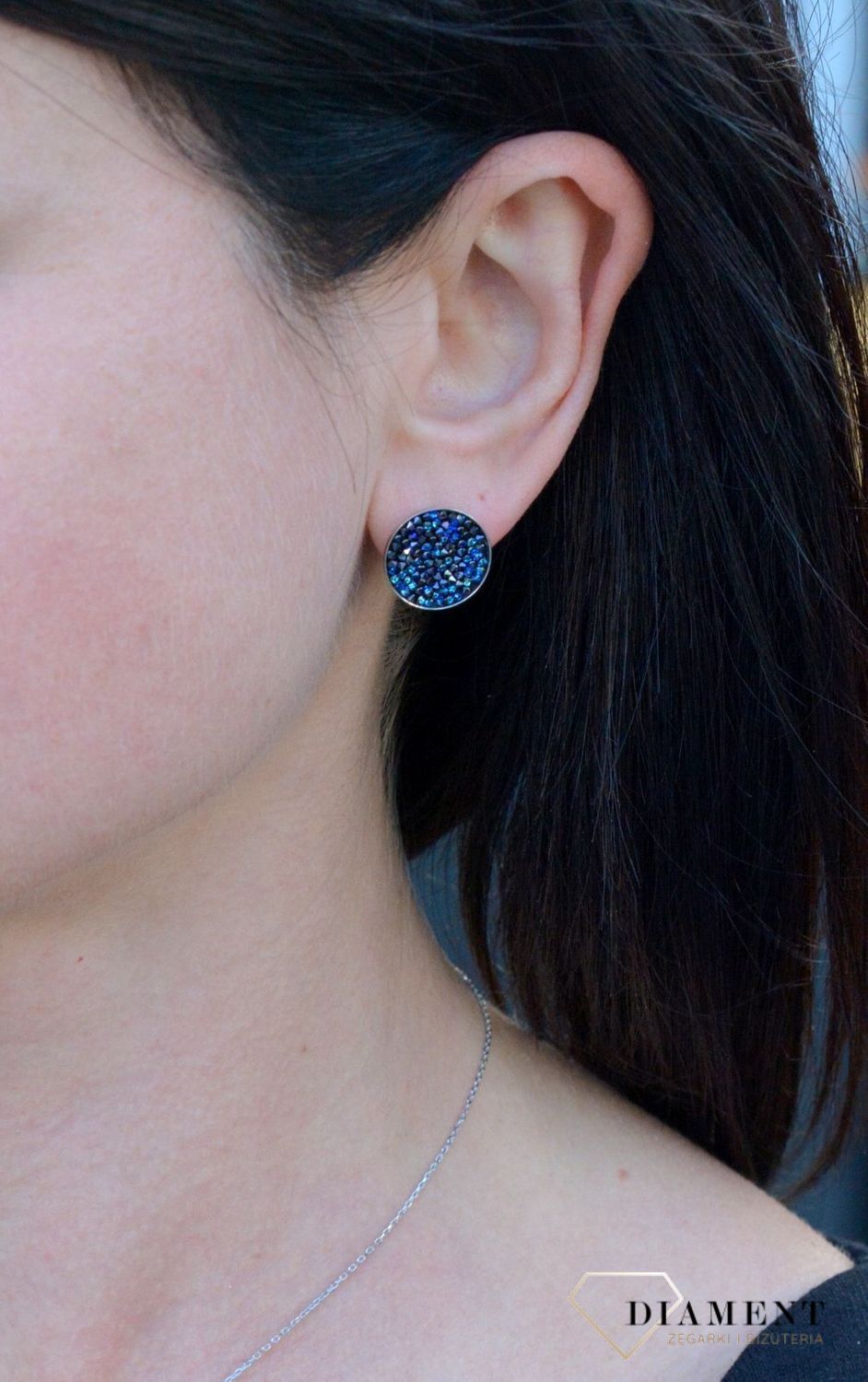 Srebrne kolczyki srebro z kryształami Swarovskiego Blue DIA-KLC-KR684-2BBL.jpg