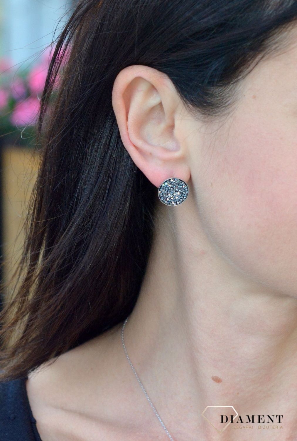 Srebrne kolczyki srebro z kryształami Swarovskiego Silver Night DIA-KLC-KR684-2CHRM.jpg