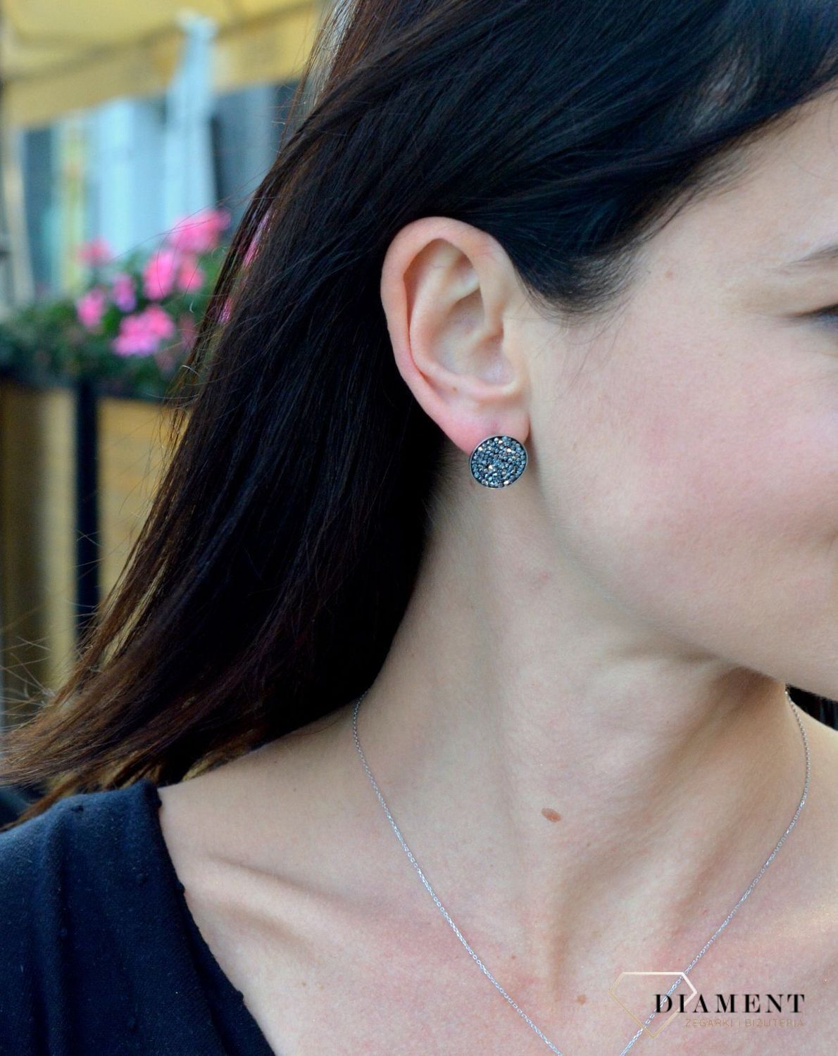 Srebrne kolczyki srebro z kryształami Swarovskiego Silver Night DIA-KLC-KR684-2CHRM.jpg