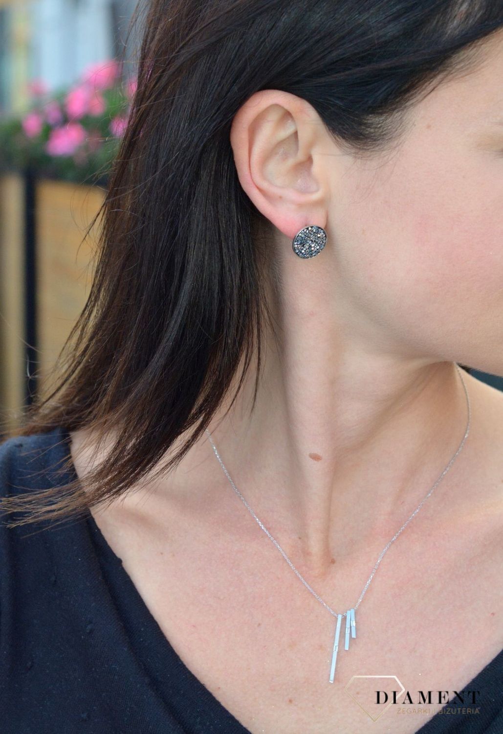 Srebrne kolczyki srebro z kryształami Swarovskiego Silver Night DIA-KLC-KR684-2CHRM.jpg