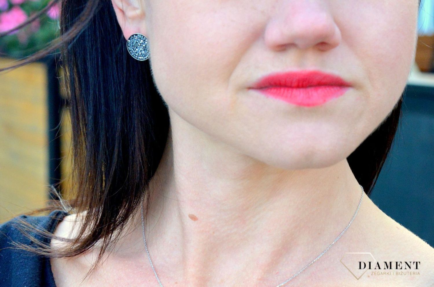 Srebrne kolczyki srebro z kryształami Swarovskiego Silver Night DIA-KLC-KR684-2CHRM.jpg