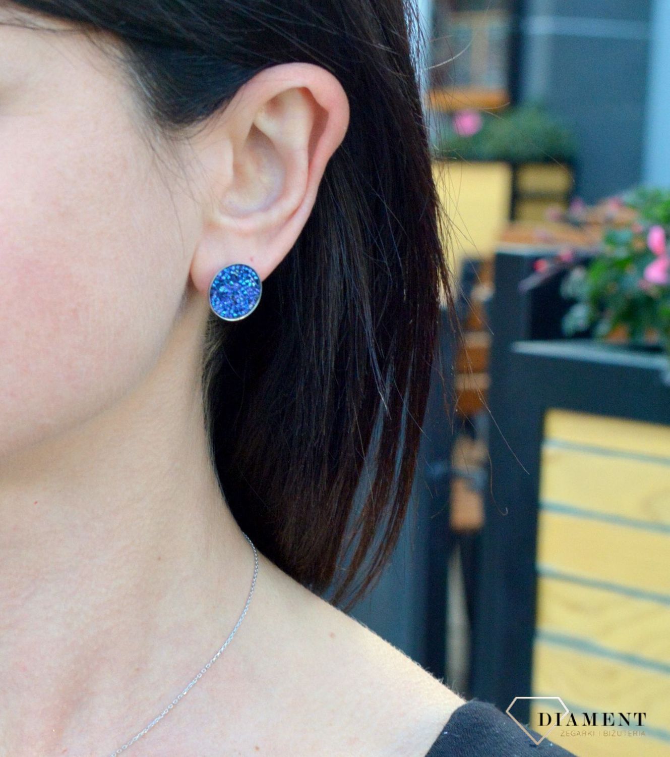 Srebrne kolczyki srebro z kryształami Swarovskiego Bermuda Blue DIA-KLC-KR684-2SHIM.jpg