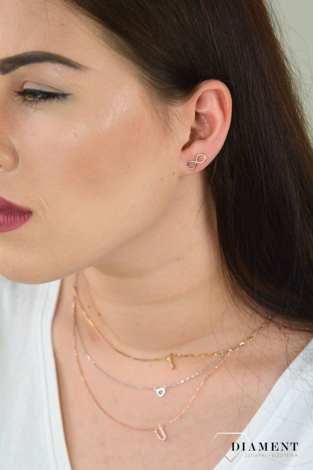 Kolczyki srebrne znak nieskończoności różowe złoto DIA-KLC-KRZYZYKI11-925.jpg