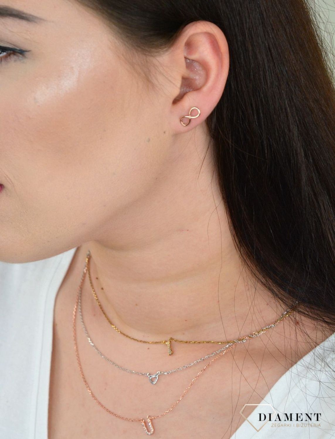 Kolczyki srebrne znak nieskończoności różowe złoto DIA-KLC-KRZYZYKI11-925.jpg