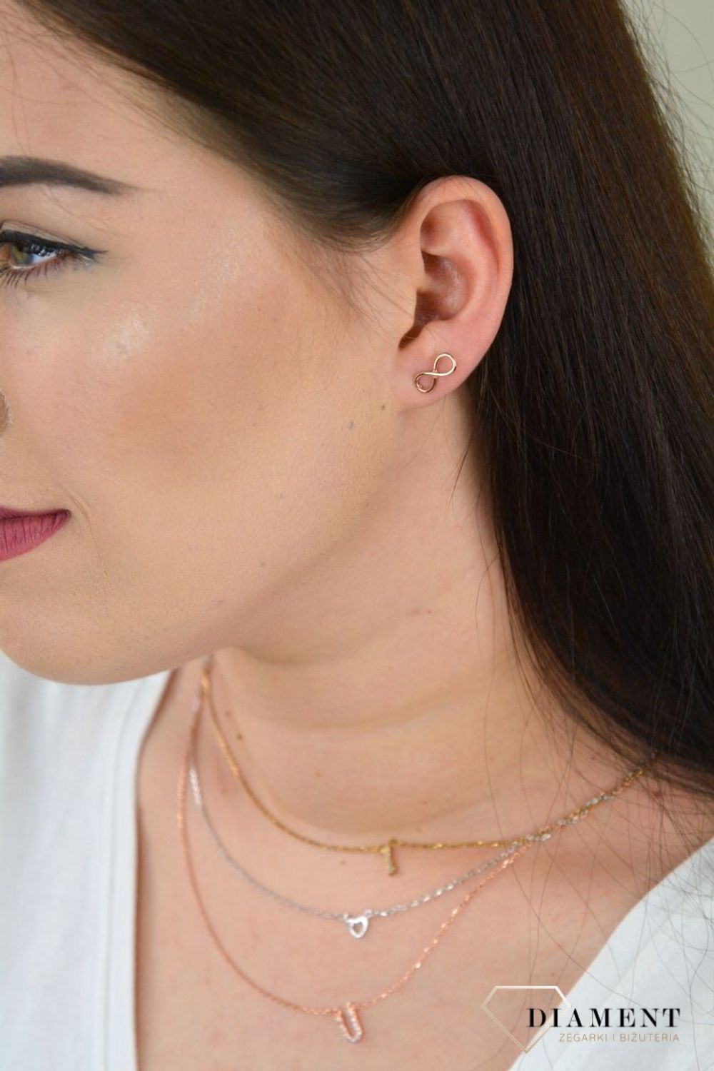 Kolczyki srebrne znak nieskończoności różowe złoto DIA-KLC-KRZYZYKI11-925.jpg