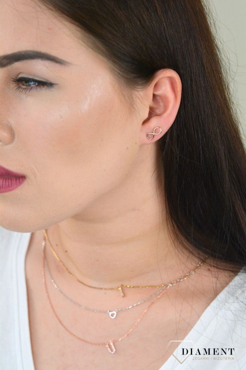 Kolczyki srebrne znak nieskończoności różowe złoto DIA-KLC-KRZYZYKI11-925.jpg