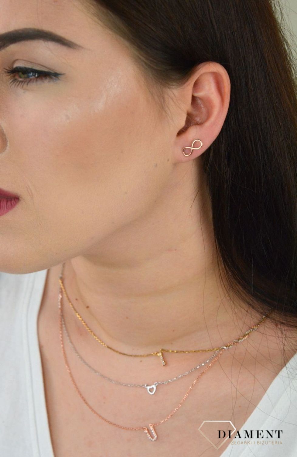 Kolczyki srebrne znak nieskończoności różowe złoto DIA-KLC-KRZYZYKI11-925.jpg