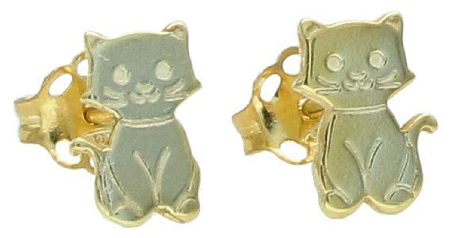Srebrne kolczyki dziecięce 925 kotki pozłacane DIA-KLC-KS070823G-925 Srebrne kolczyki zostały wykonane z najwyższej jakości srebra próby 925. Idealny prezent dla każdej kobiety.1.jpg