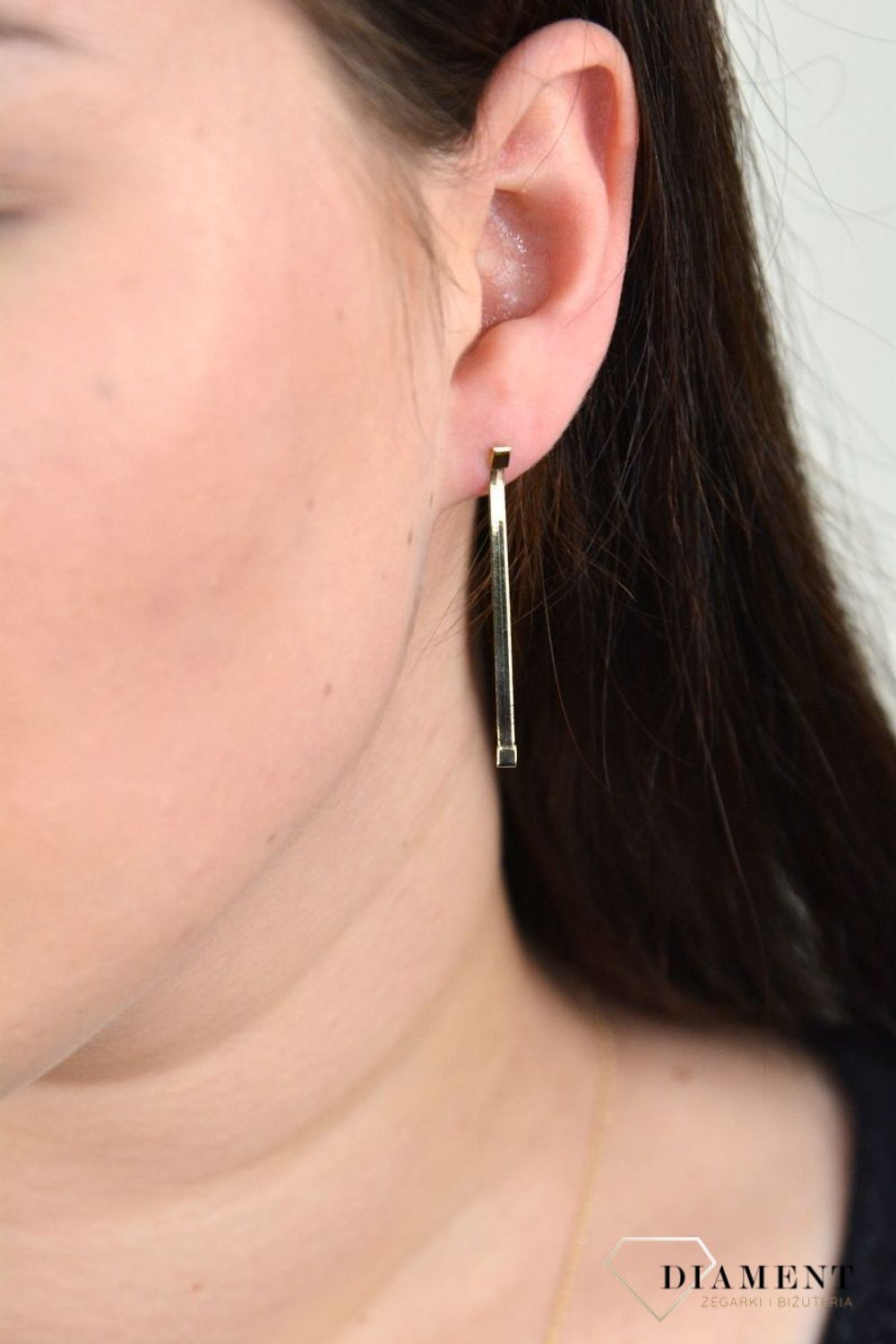 Złote kolczyki próba 585 wisząca wstążka DIA-KLC--MAG19-585.jpg