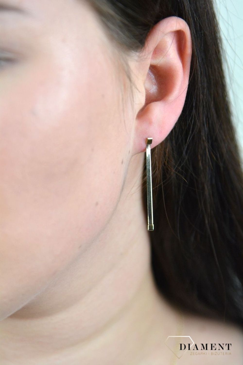Złote kolczyki próba 585 wisząca wstążka DIA-KLC--MAG19-585.jpg