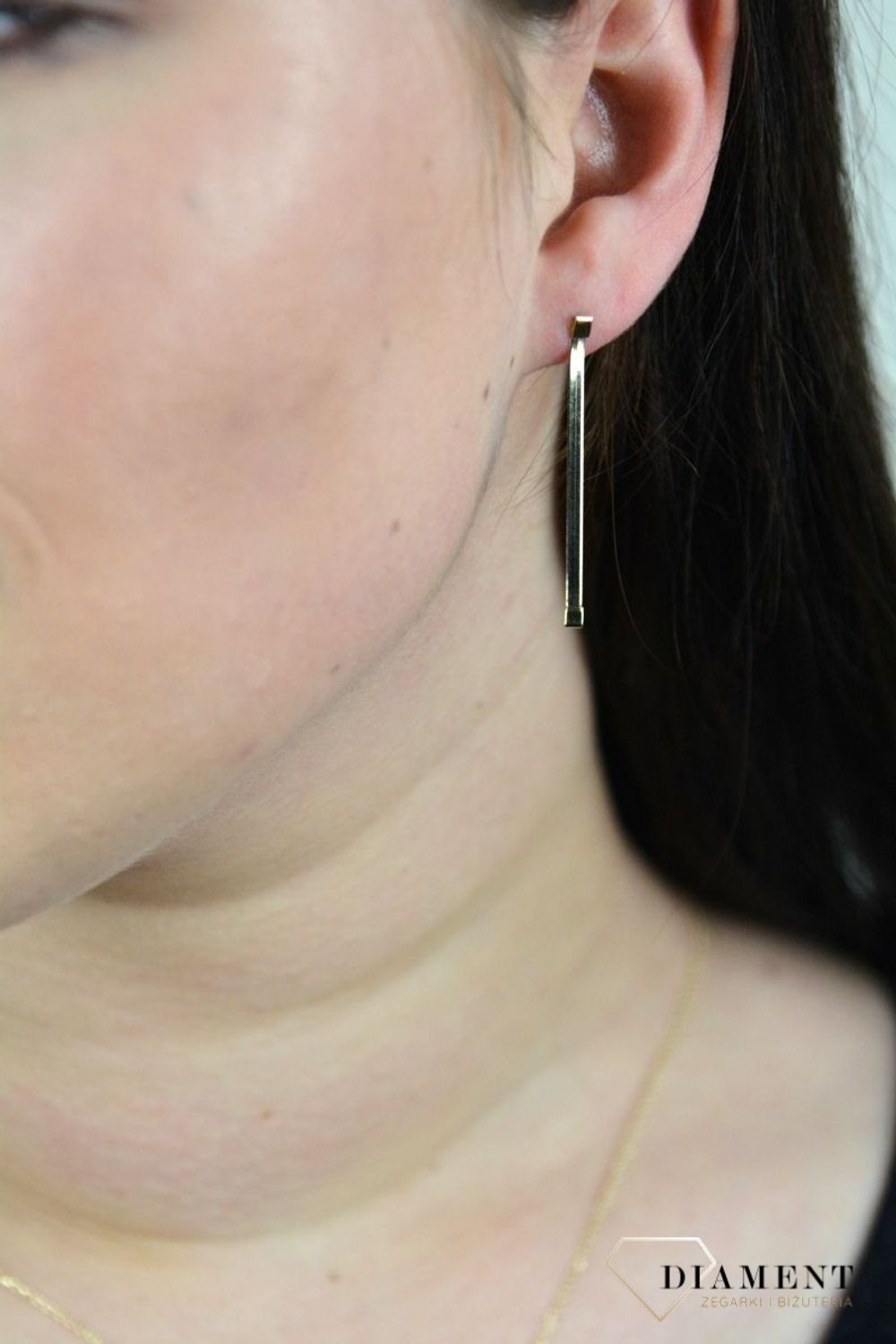 Złote kolczyki próba 585 wisząca wstążka DIA-KLC--MAG19-585.jpg