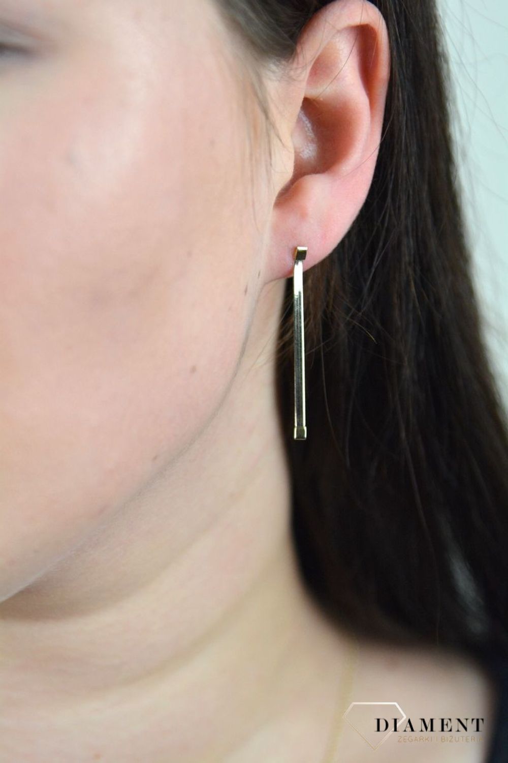 Złote kolczyki próba 585 wisząca wstążka DIA-KLC--MAG19-585.jpg