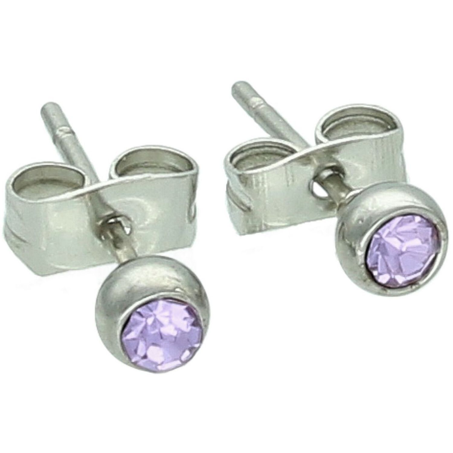 Stalowe kolczyki damskie i dziewczęce z fioletową cyrkonią 4 mm, zapięcie na sztyft. Delikatna i trwała biżuteria na każdą okazję.1.jpg