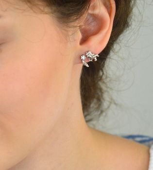 Srebrne kolczyki wkrętki 'Srebrne Jednorożce'  DIA-KLC-NO731-5E30158-925✅ Kolczyki srebrne ozdobione białą cyrkonią ✅ Kolczyki wykonane ze srebra próby 925 (4).JPG