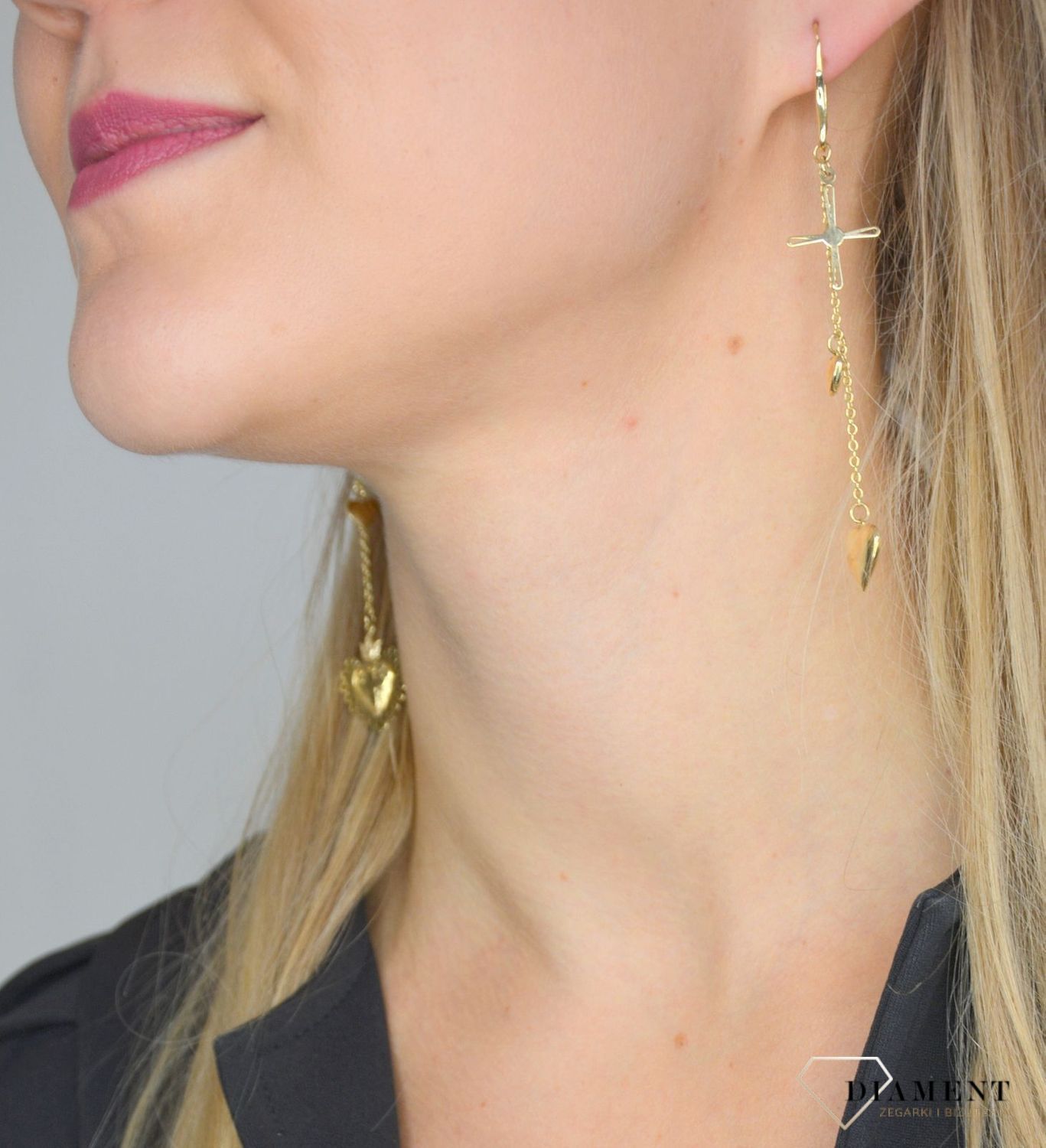 Złote kolczyki 585 'krzyż i serce' DIA-KLC-OR19-585.jpg