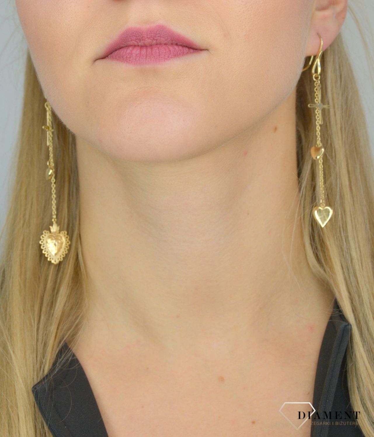 Złote kolczyki 585 'krzyż i serce' DIA-KLC-OR19-585.jpg