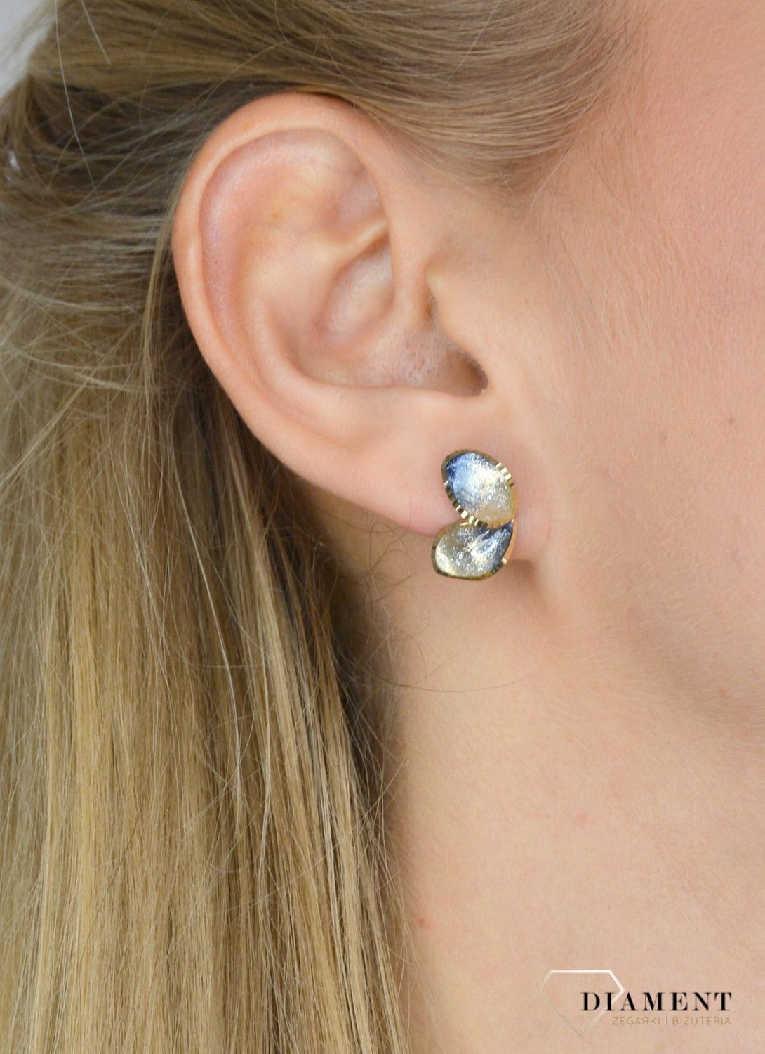 Złote kolczyki koła 585 'lśniący kwiat' DIA-KLC-OR204560-585.jpg