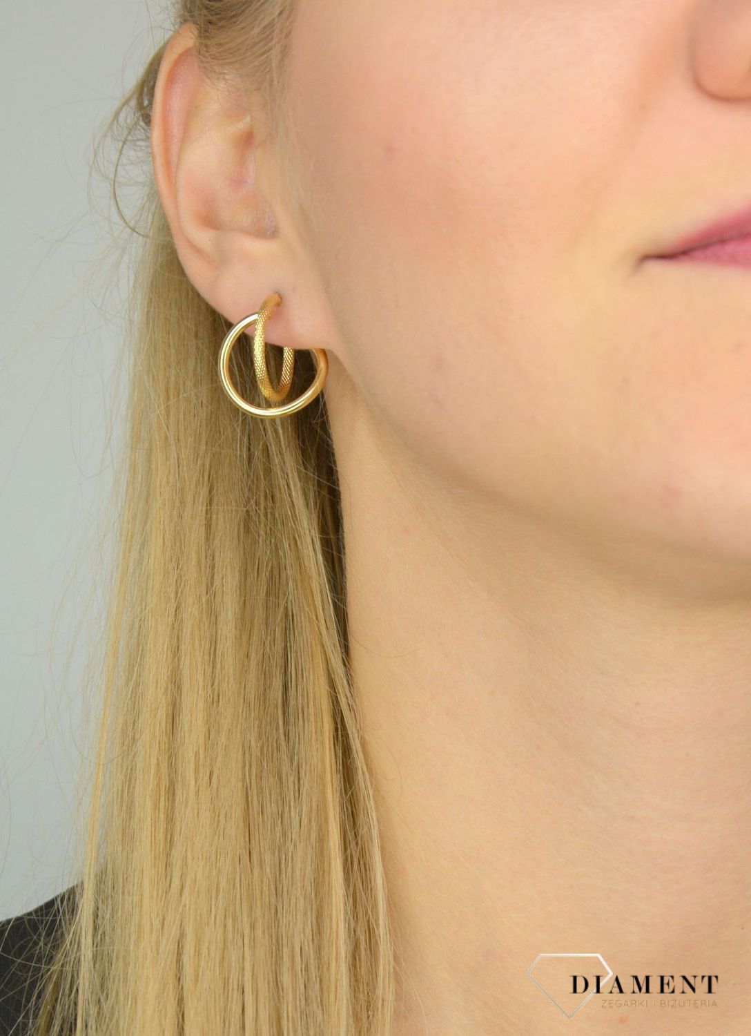 Złote kolczyki przy uchu 585 'Eleganckie & krótkie' DIA-KLC-OR204623-585.jpg