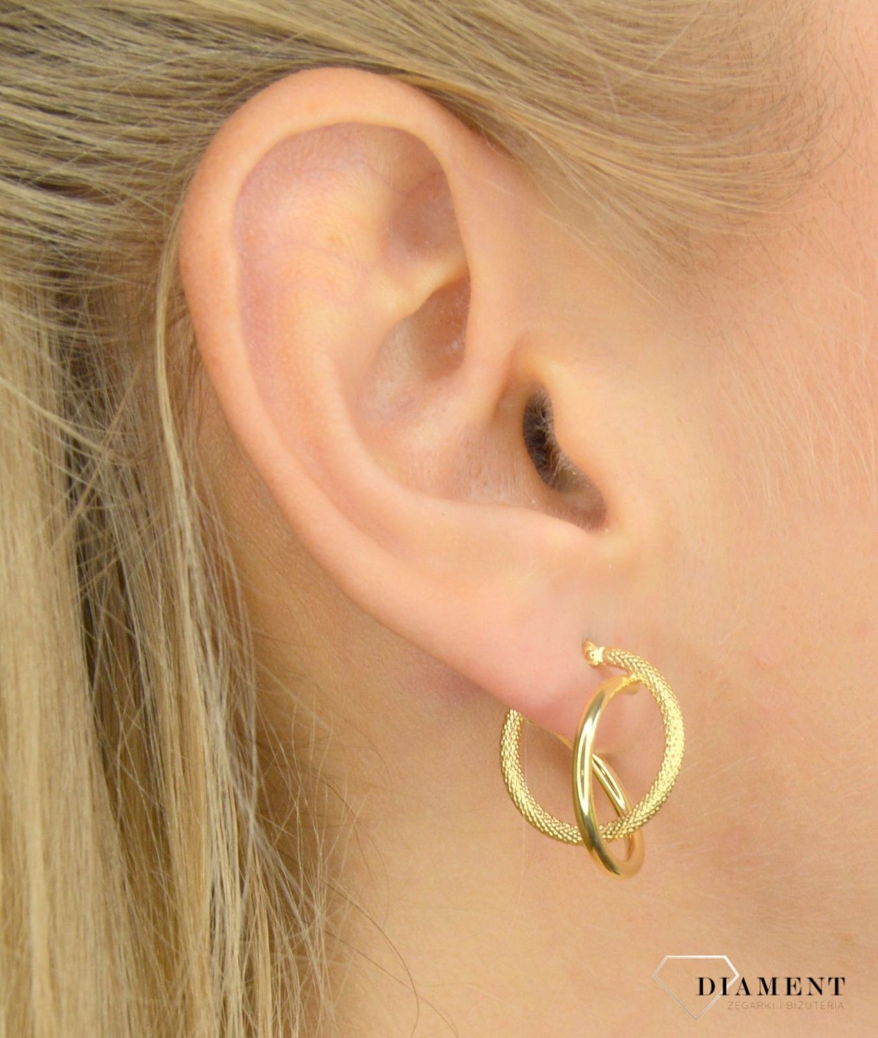 Złote kolczyki przy uchu 585 'Eleganckie & krótkie' DIA-KLC-OR204623-585.jpg